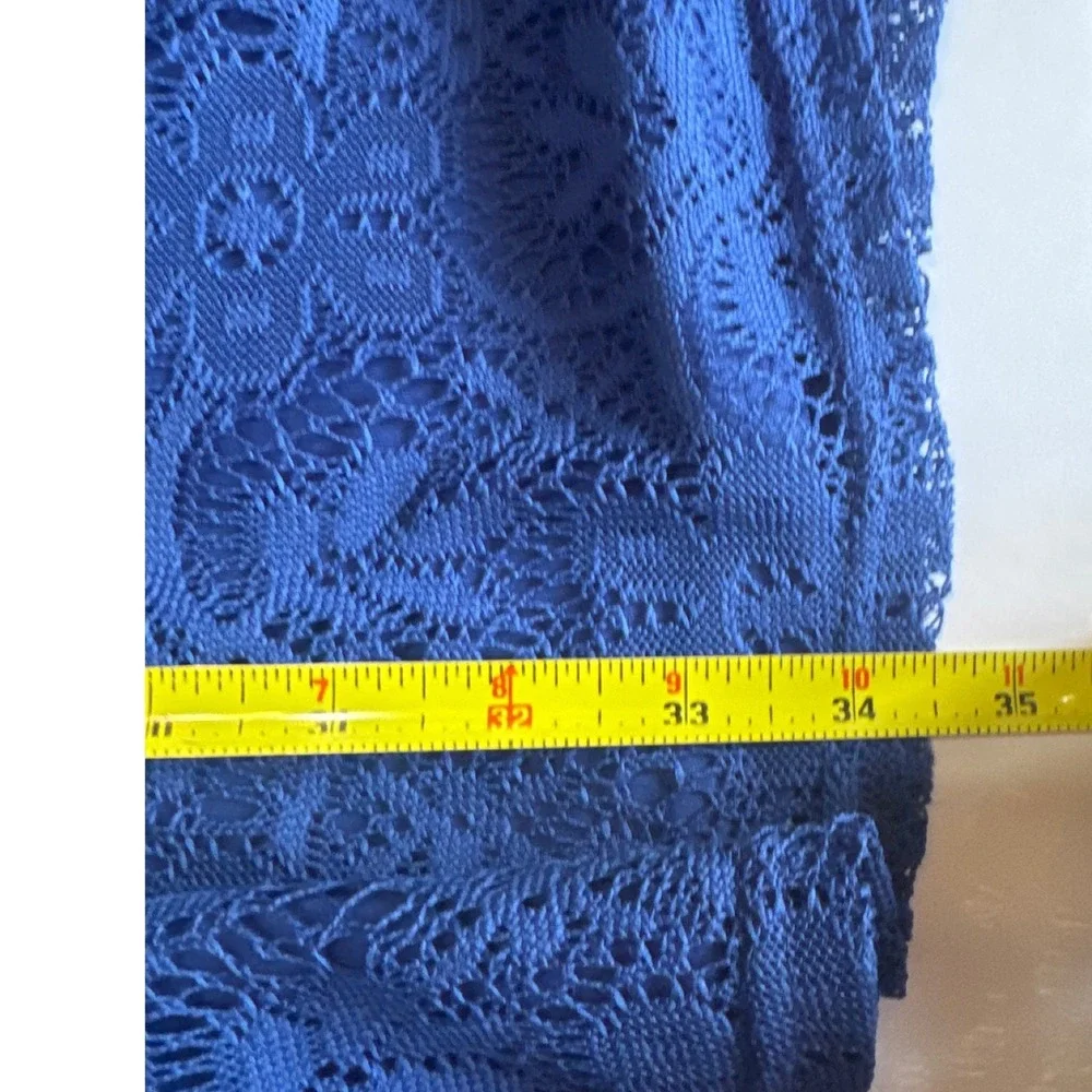 Metaphor Lace Fit and Flare Dress Womens Medium Blue Excellent Sleeveless Floral
